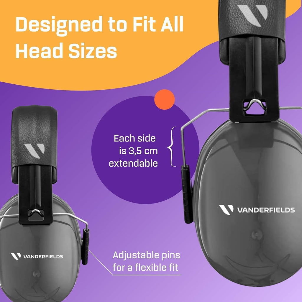 Vanderfields Adult/Teens Ear Defenders, Noise Cancelling, Grey Wolf