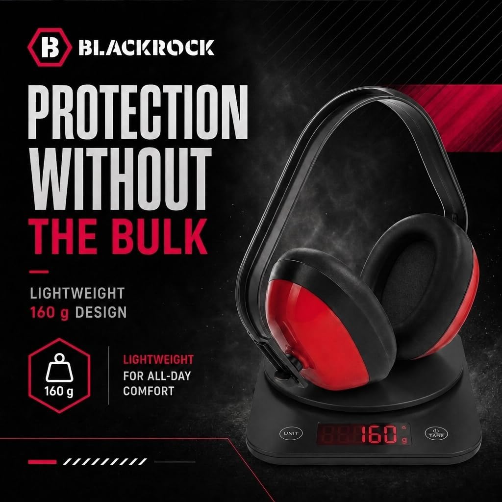 Blackrock Ear Defenders Adults, Ear Protection, SNR27db, For Work On-Site, Construction, Occupational Health & Safety Products, Hearing Equipment, Protectors, Reduction, One Size