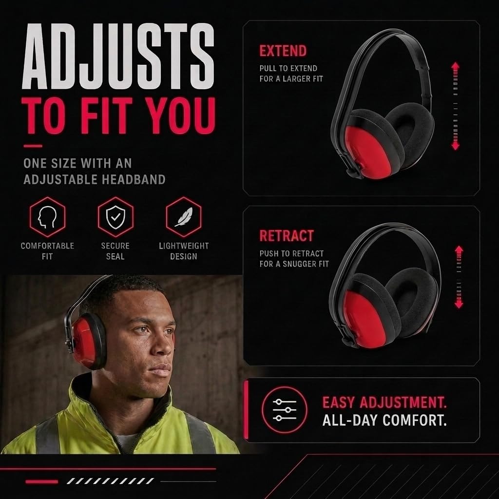 Blackrock Ear Defenders Adults, Ear Protection, SNR27db, For Work On-Site, Construction, Occupational Health & Safety Products, Hearing Equipment, Protectors, Reduction, One Size