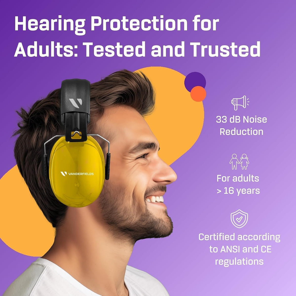 Vanderfields Adult/Teens Ear Defenders, Noise Cancelling, Grey Wolf