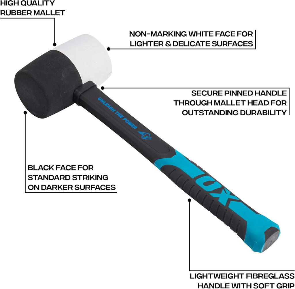 OX Trade Combination Rubber Mallet 24oz – Fibreglass Handle, Tiling
