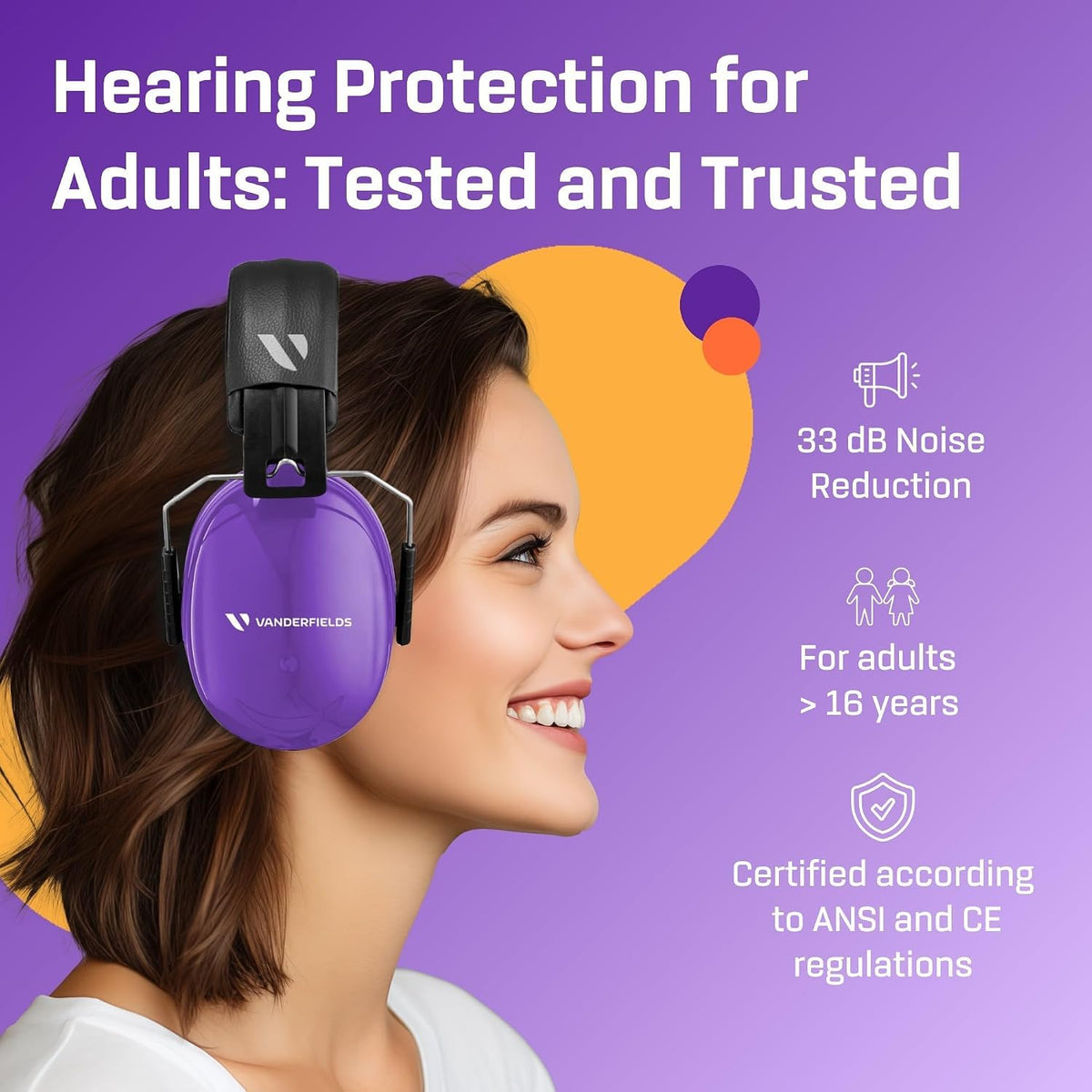 Vanderfields Adult/Teens Ear Defenders, Noise Cancelling, Grey Wolf
