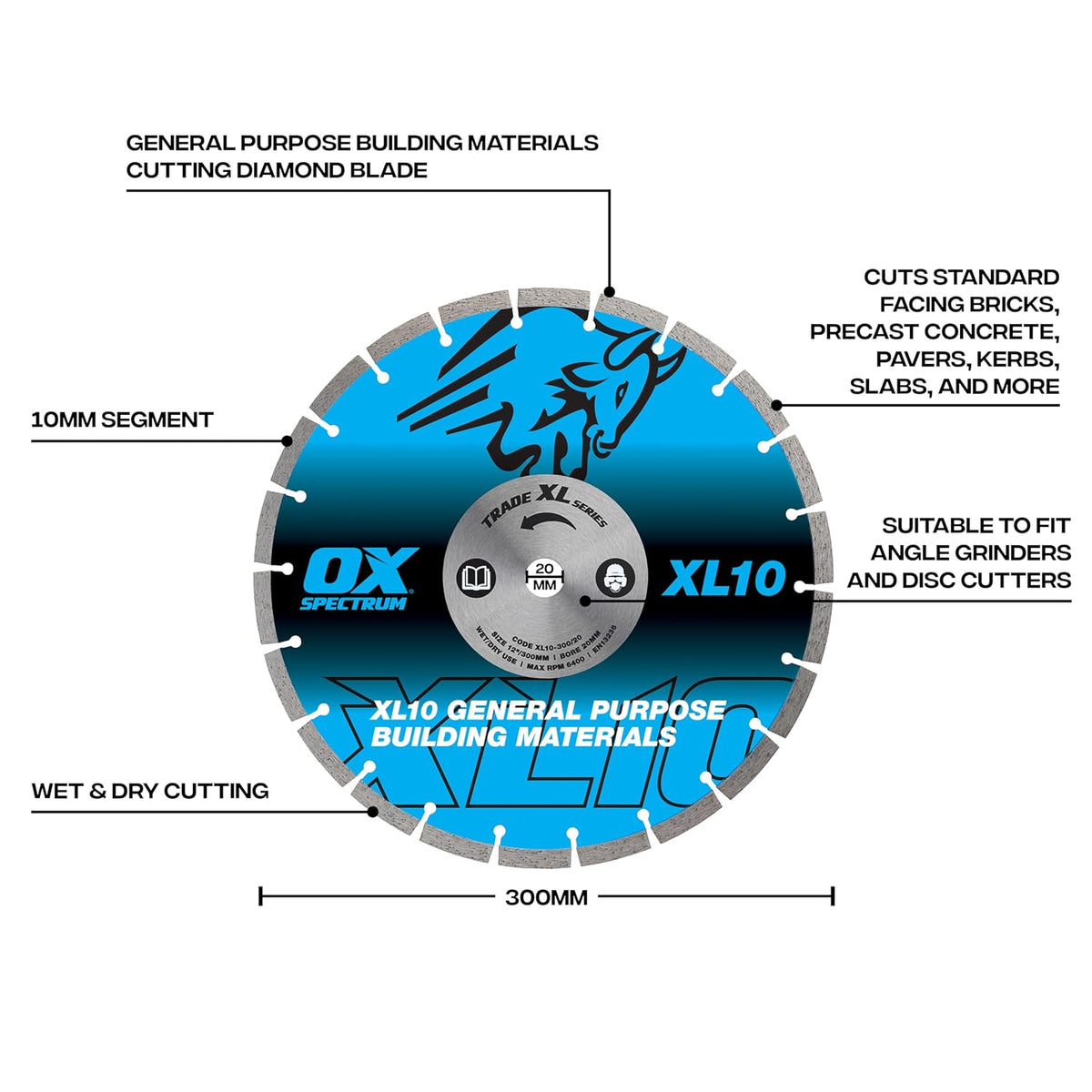 OX Trade Diamond Cutting Disc General Purpose – 300/20mm
