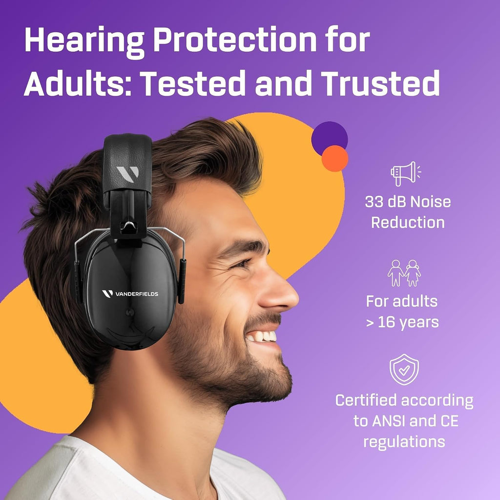 Vanderfields Adult/Teens Ear Defenders, Noise Cancelling, Grey Wolf