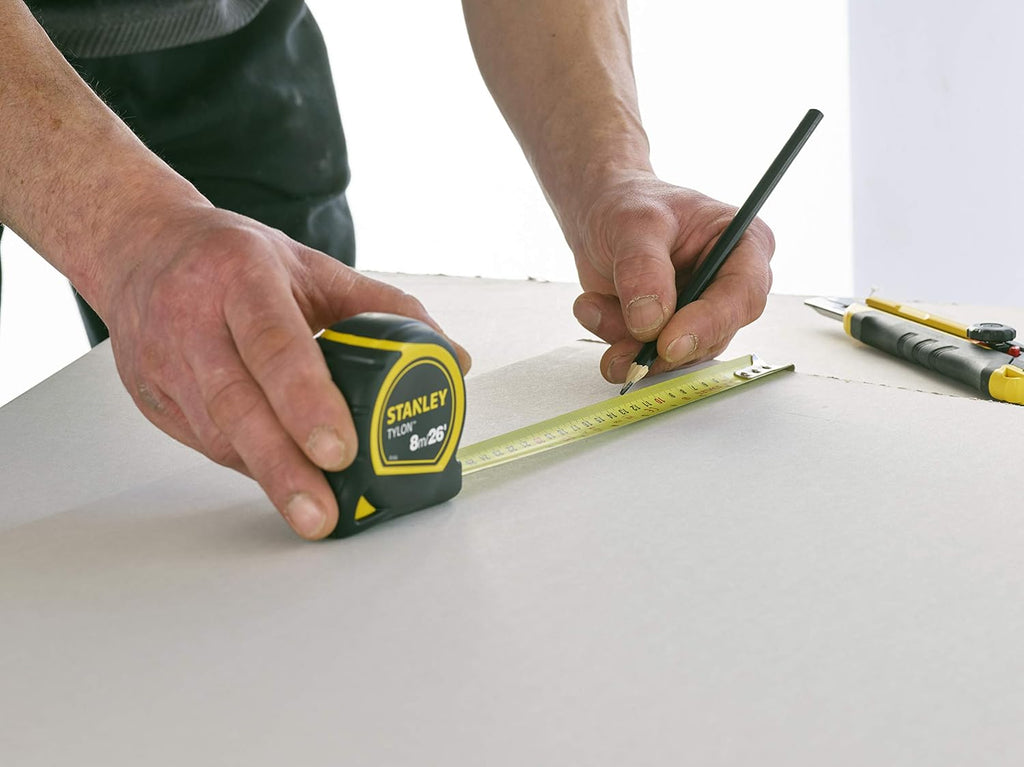 STANLEY 8m/26ft Tylon Tape Measure with TRU-ZERO Anchor Hook, Retractable, High Visibility Tape Measure, 8m x 25mm, 0-30-656