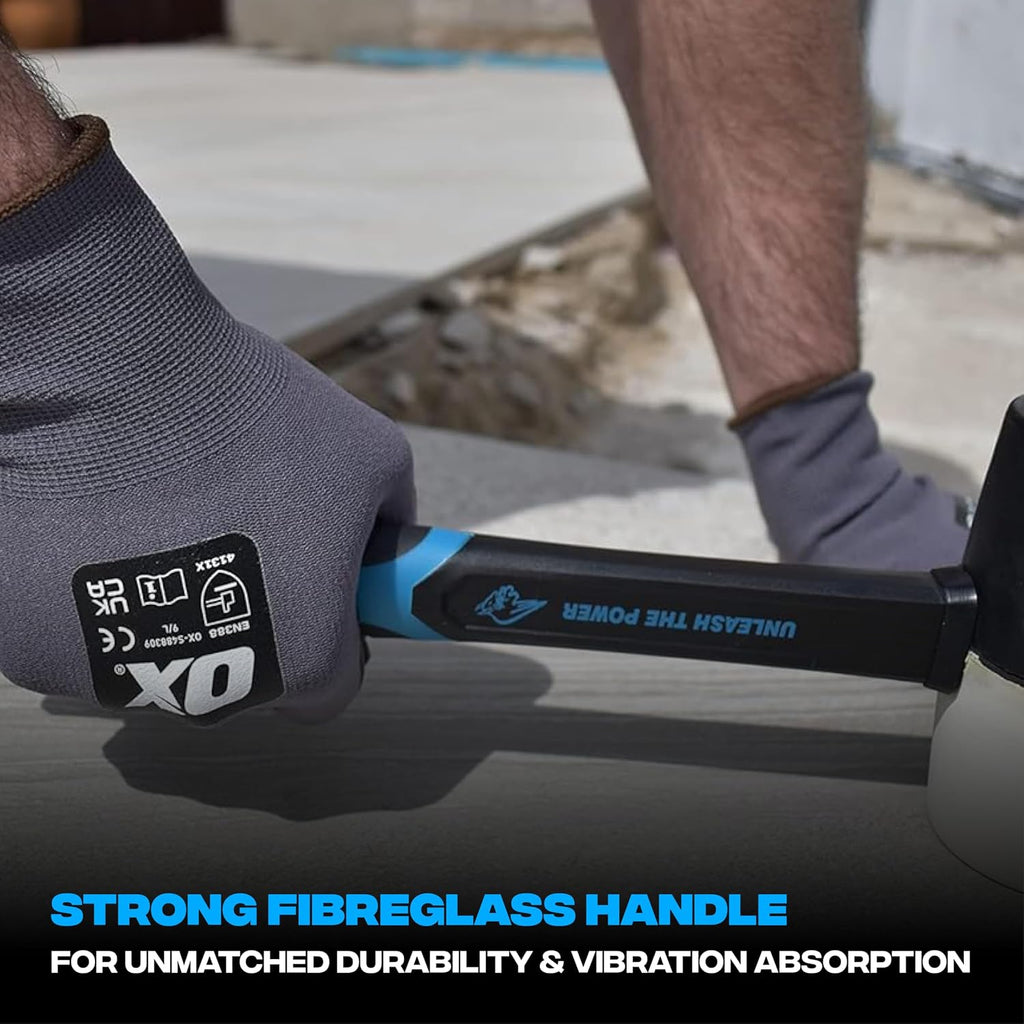 OX Trade Combination Rubber Mallet 24oz – Fibreglass Handle, Tiling