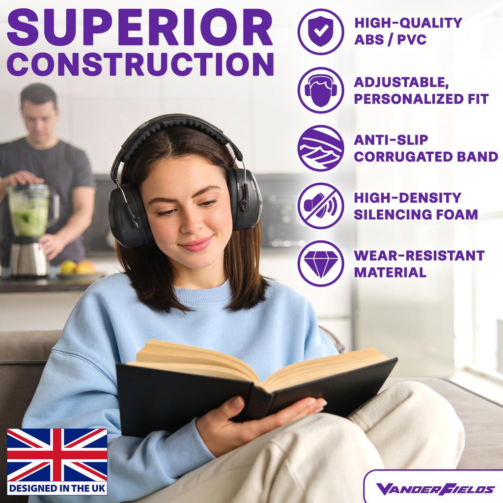 Vanderfields Adult/Teens Ear Defenders, Noise Cancelling, Grey Wolf